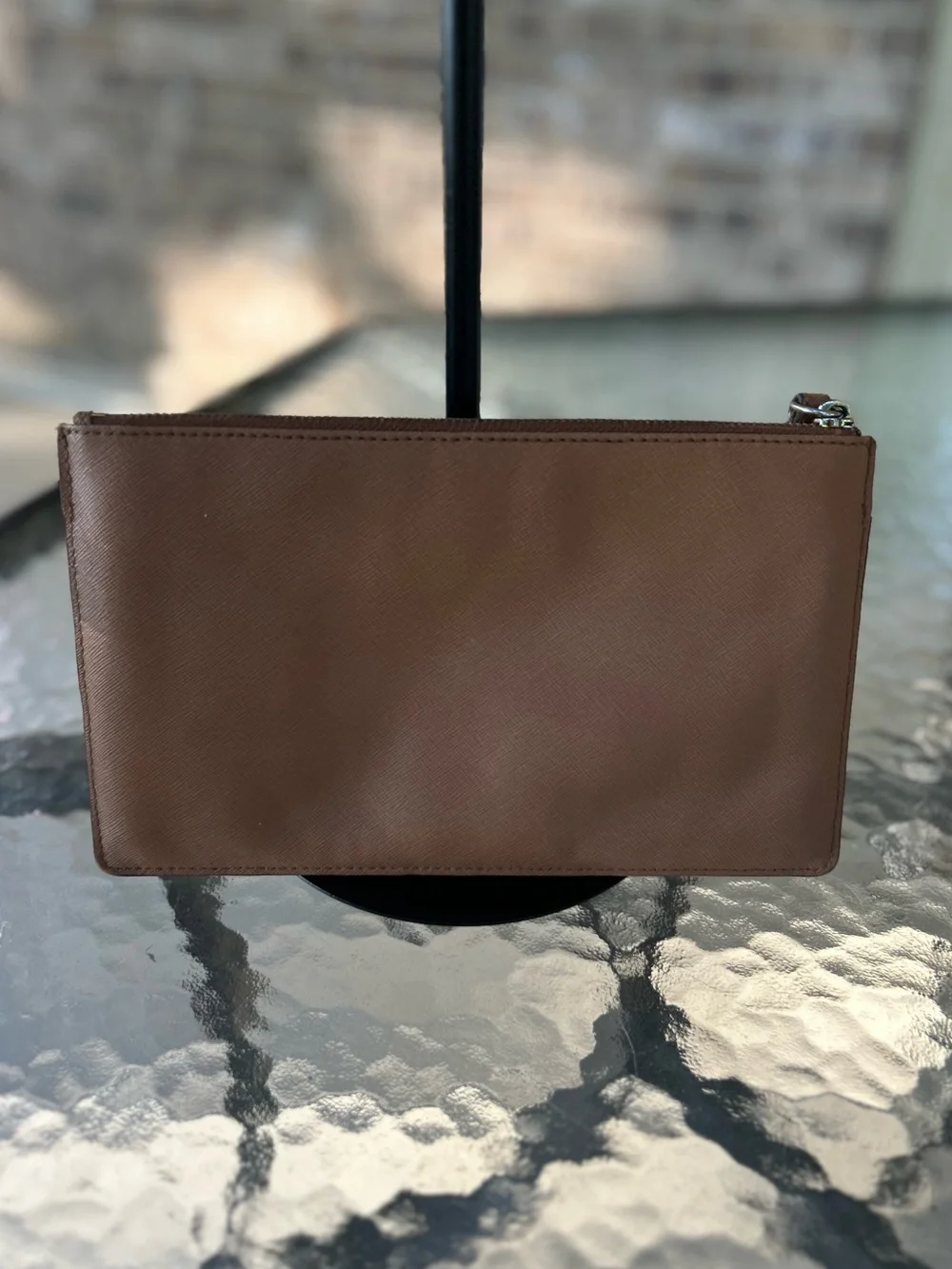 Michael Kors Signature Laser Cut Logo Wristlet Clutch Vanilla Tan